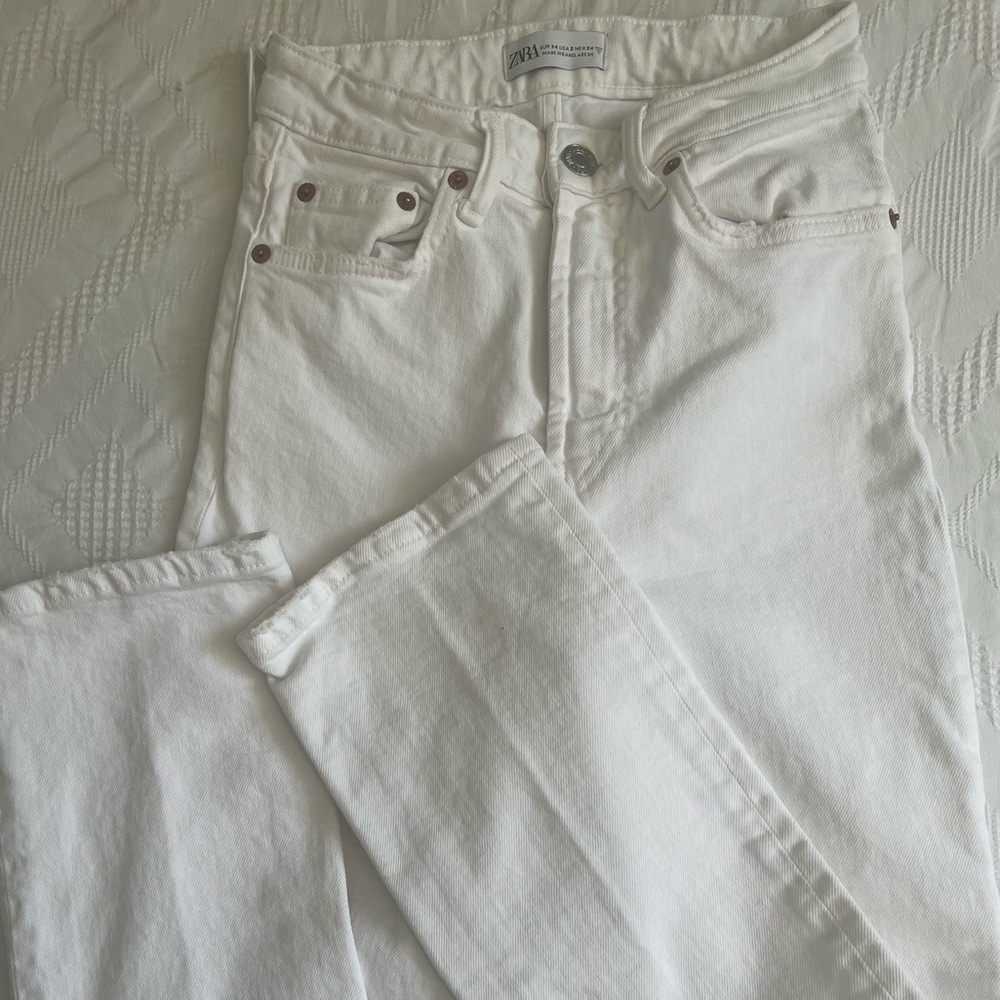 Zara White Straight Leg Jeans